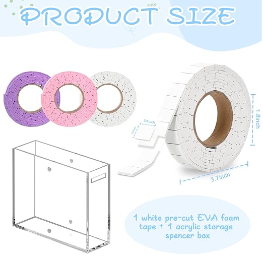 Double Sided Foam Tape Squares 0.75 X 0.5 Pre Cut Foam Adhesive Squares Roll - Image 2