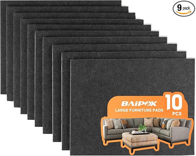Felt Furniture Pads 10pcs 8" x 6" Adhesive Large Felt Pads, Cuttable Chair Leg by BAIPOK