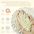 qiipii 900PCS 6mm Beige White Round Half Round Pearls - Image 3