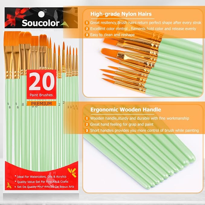 Soucolor Acrylic Paint Brushes Set, Halloween Pumpkin Ceramic Crafts Supplies - Image 7