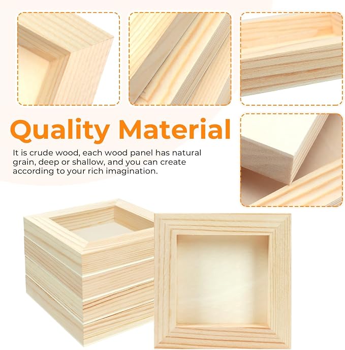 FSWCCK 5 Pack 4 x 4 inch Wood Panel Boards, Unfinished Wood Canvas Panels - Image 3