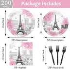 Naozinebi 200pcs Paris Eiffel Tower Plates Napkins Parisian Party Paris - Image 2