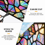 Stained Glass Window Privacy Film: Non-Adhesive Sun and Landscape Mosaic Design - Image 6
