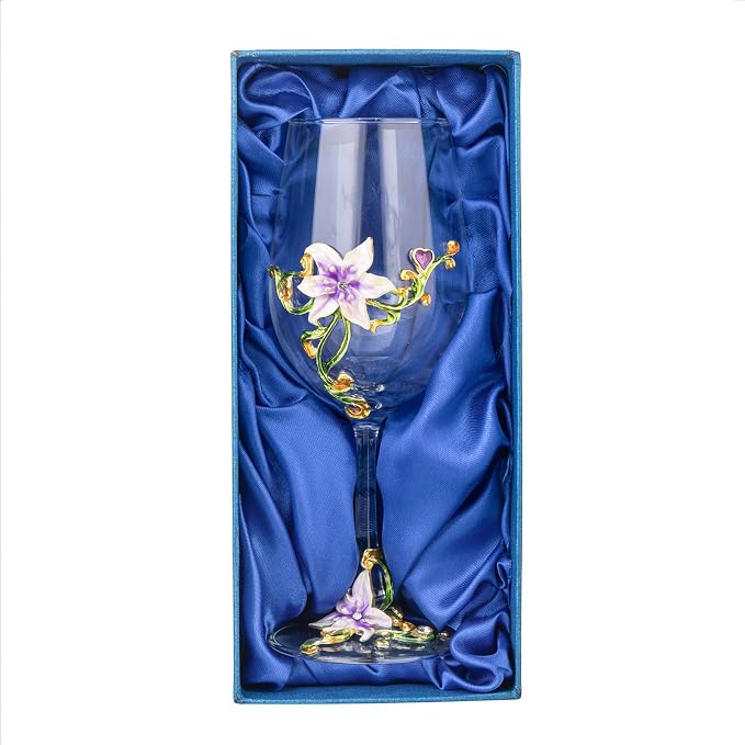Simcat Handmade Painted Enamel Flower Glass Wine Glasses Transparent Refined - Image 2