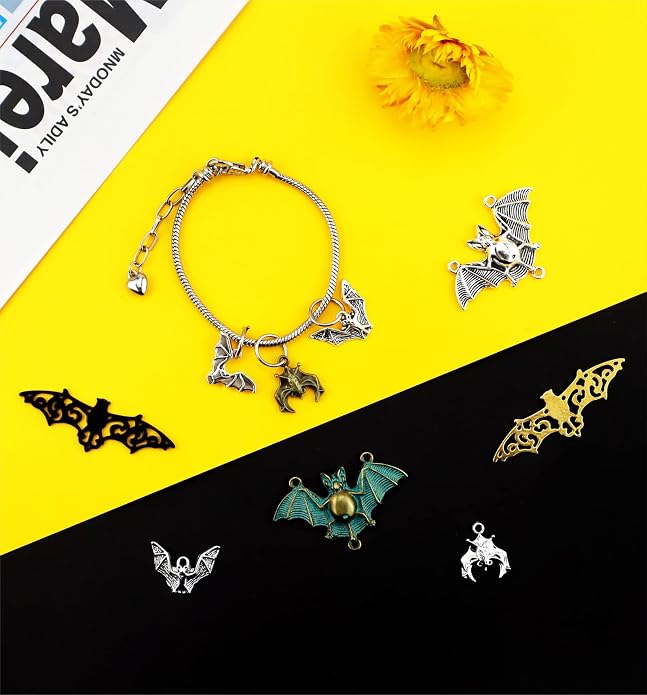 JIALEEY 33PCS Bat Charms Mixed Halloween Spooky Flittermouse Flying Vampire Bat - Image 5