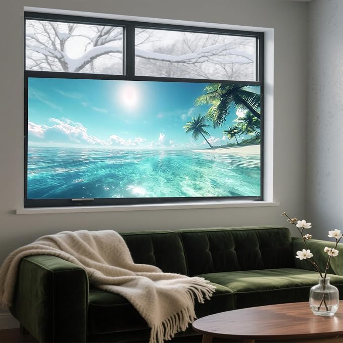 IVN Stained Glass Window Film Beach Design 39.3x17.7inch Window Privacy Film - Image 9