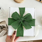 Green Burlap Ribbon 1-1/2 inch X 10 Yard Green Linen Wired Ribbon | Natural - Image 4