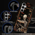 Case for Samsung Galaxy S24 Case, Skeleton Reader Goth Floral Design Hybrid - Image 4