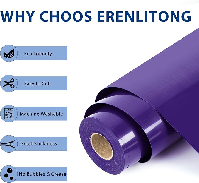 RENLITONG Purple Iron on Vinyl 12Inch by 50ft Roll Heat Transfer Vinyl - Image 2