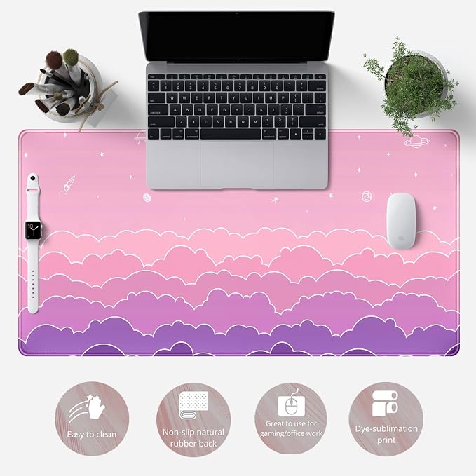 Kawaii Mouse Pad Desk Gaming Accessories Cute Clouds XXL Mouse Pad Pink Anime - Image 6