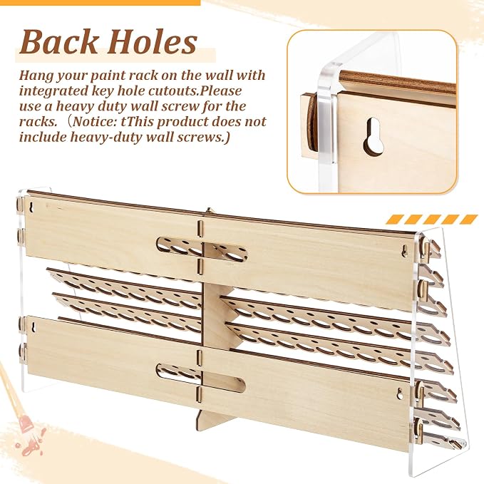 Colingmill Wooden Paint Organizer Storage Rack, 140 Holes Miniature Model Paint - Image 4