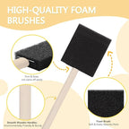 18 Pcs Foam Paint Brushes, 2 Inch Sponge Paint Brush, Wood Handle Sponge Foam - Image 3