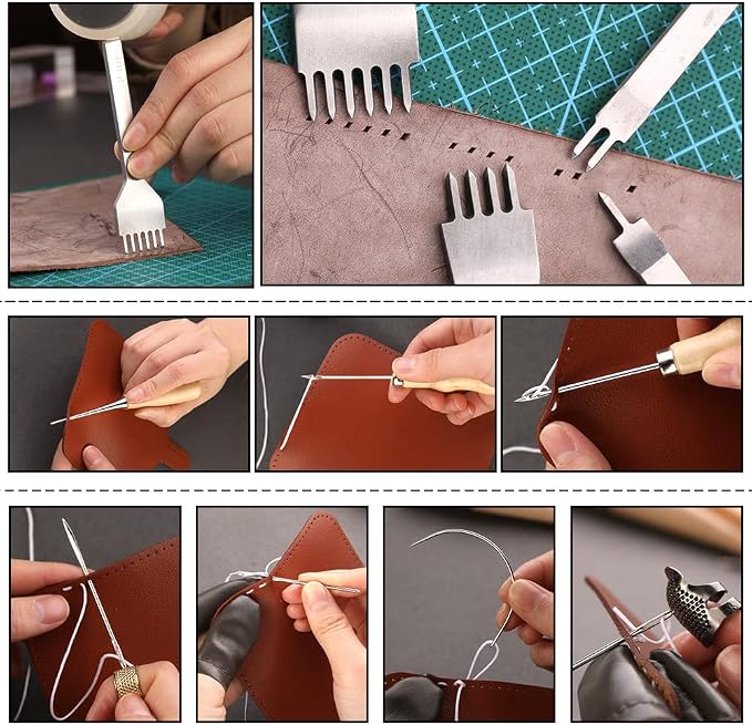 TLKKUE Leather Working Tools Leather Craft Tools - Image 7