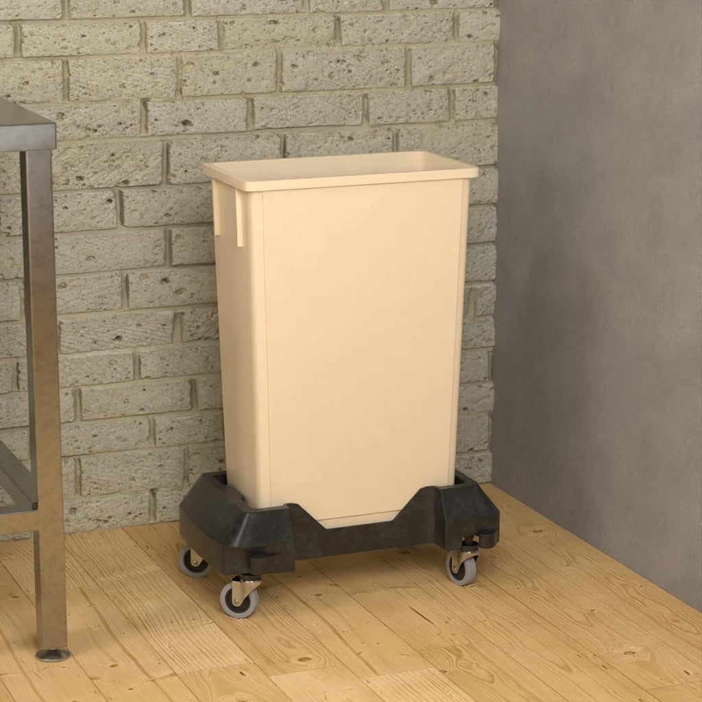 23 Gallon Beige Slim Jim Trash Can with Dolly