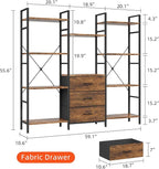AFLUI Triple Bookshelf with 3 Fabric Drawers, 4-Tier Book Shelf and 10 Display - Image 2