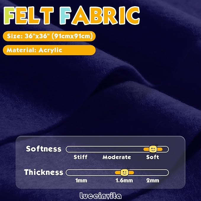 Navy Blue 36" X 36" Felt Fabric Sheet - Image 2