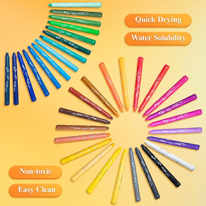 M&G Washable Tempera Paint Sticks, 48 colors Solid Tempera Paint Set - Image 3