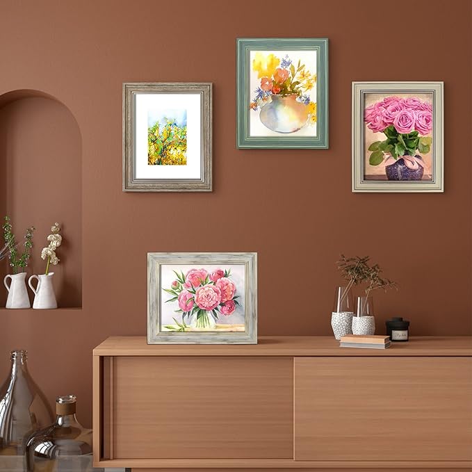 LUCKYLIFE 8x10 Picture Frame Set of 4, Rustic Farmhouse Picture Frames - Image 2