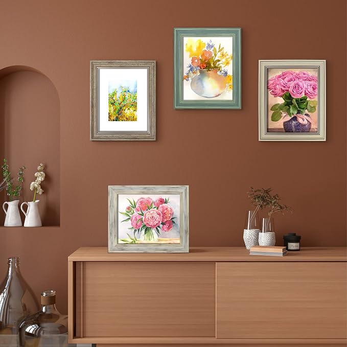 LUCKYLIFE 8x10 Picture Frame Set of 4, Rustic Brown Picture Frames - Image 4