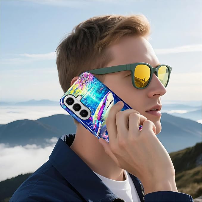 for Samsung Galaxy S26 Case, Colorful Ocean Sharks Pattern Glossy 2 in 1 - Image 7