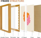 8x10 Picture Frame with Real Glass, Wooden cute 8 x 10 Photo Frame with Wavy Mat - Image 5