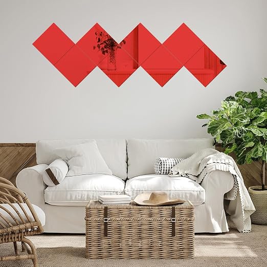 2 Pcs 8 x8 Inch Red Acrylic Mirror Sheet, 1/8 Inch Thick Opaque Glossy Mirror - Image 6