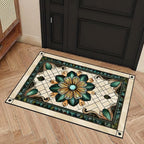 Stained Glass Floral Faux Cashmere Non-Slip Rug 15.7x23.6 Inches, Washable Low - Image 3