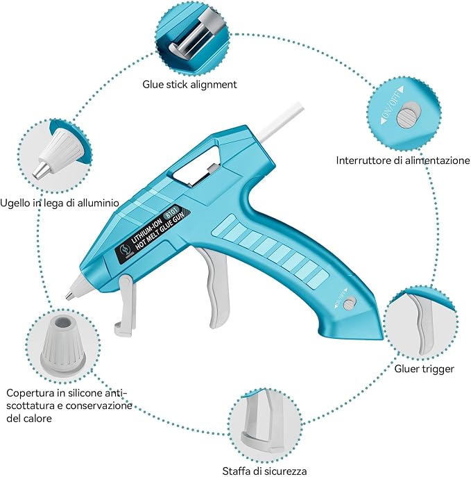 Cordless Hot Glue Gun 20W, Quick Heat Glue Gun & 30-Stick Glue Stick Set - Image 3