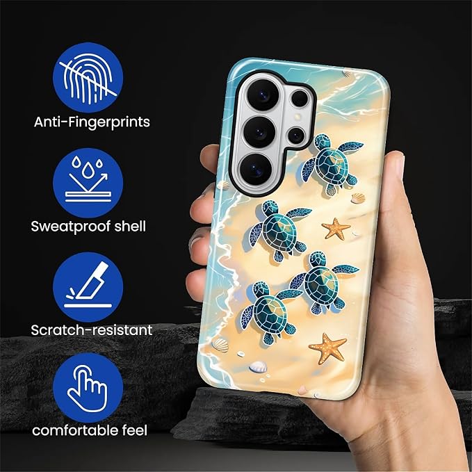for Samsung Galaxy S26 Ultra Case, Sea Turtle Beach Pattern Glossy 2 in 1 - Image 4