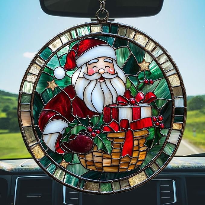 Santa Claus and Presents Acrylic Suncatcher Stained Glass Effect Window Car - Image 5