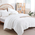 weigelia Queen Comforter Set White Comforter Boho Solid Color Bedding by WEIGELIA
