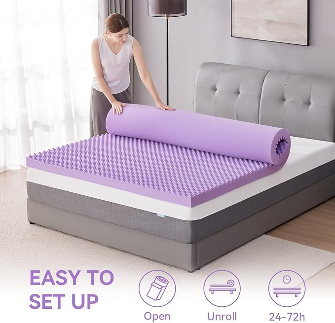 SINWEEK 1.5 Inch Egg Crate Memory Foam Mattress Topper Twin Size, Soft Mattress - Image 6