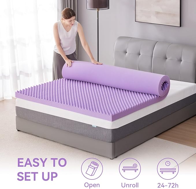 SINWEEK 3 Inch Egg Crate Memory Foam Mattress Topper King Size, Soft Mattress - Image 6
