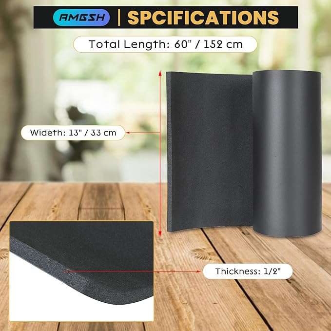1/2" Thick × 13" Wide × 60" Long Closed-Cell Foam Neoprene Padding, - Image 2