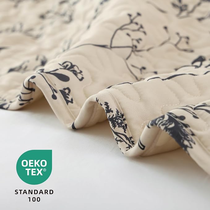 JANZAA Quilt King Size Beige Quilt Bed Spread Boho Quilt - Image 2