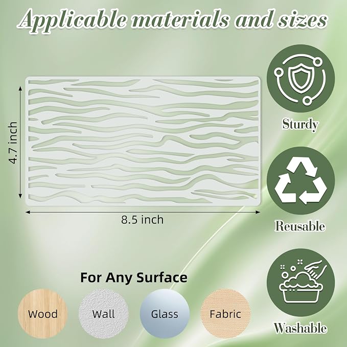 Geometric Texture Stencils for Crafts Reusable 12Pcs Stencils | DIY Art - Image 4