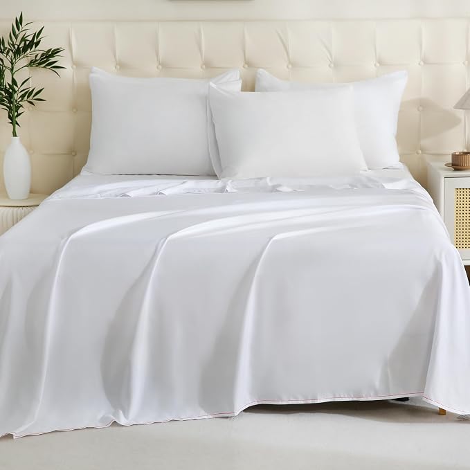 ZPECC White Bulk Flat Sheets Only Full Size 6 Pack, Easy Sort Top Bed Sheet by - Image 7