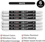 Overseas 6 White Acrylic Paint Markers, Dual Tip Paint Pens Acrylic Marker | - Image 2