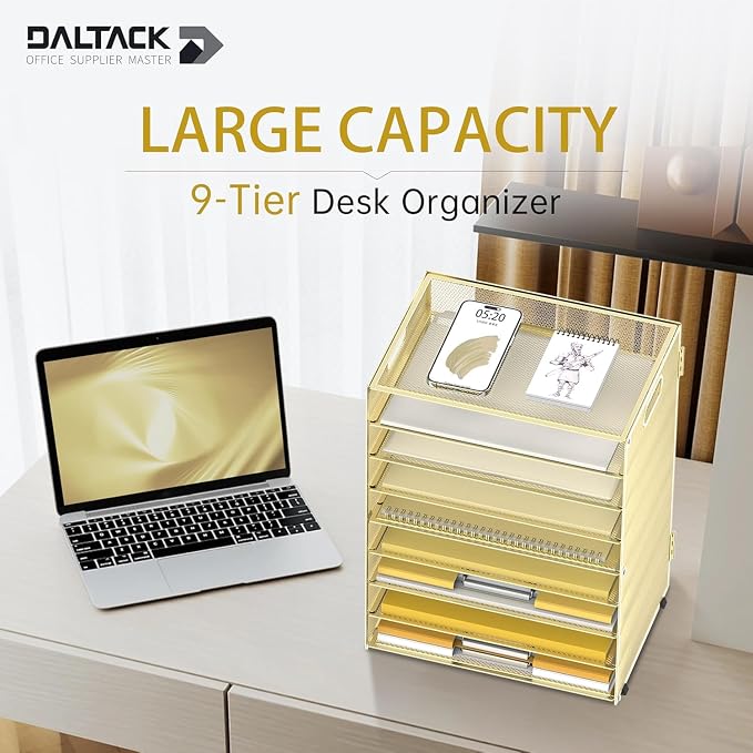 DALTACK 9-Tier Paper Organizer for Desk, Mesh Letter Tray Desk Organizer - Image 2