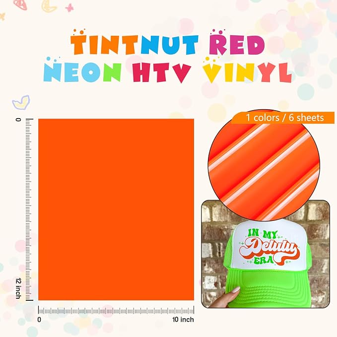 Tintnut Bright Orange Neon Heat Transfer Vinyl, easy cut & weed, stretch - Image 2