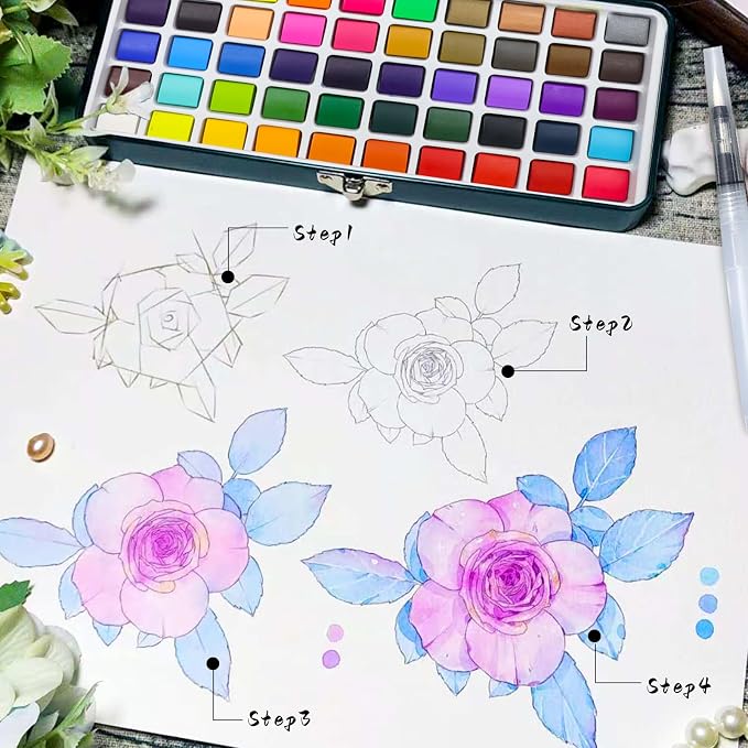 Artecho Watercolor Paint Set 50 Colors, Travel Watercolor Set - Image 4
