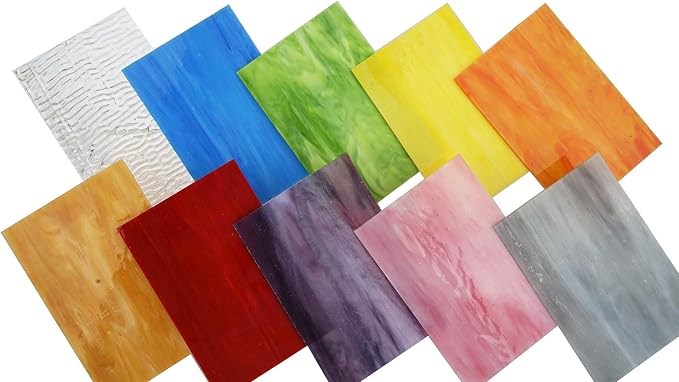 Lanyani（10 Sheets）Variety Stained Glass Sheets 4 x 6 inch Opal Art Glass Pack - Image 4
