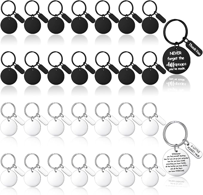 Gisafai 30 Pcs Silver and Black Engravable Metal Keychain Blanks Laser by Gisafai