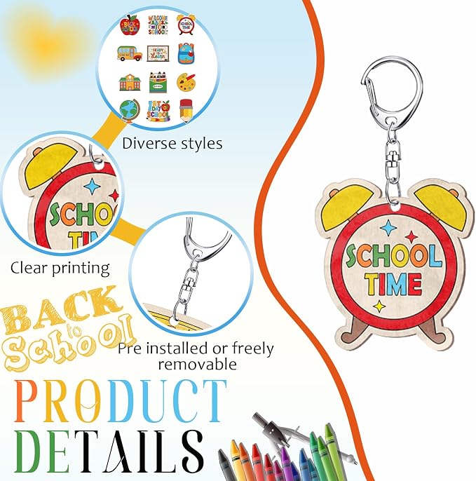 RattanView 24 Pcs Back to School Craft Color Your Own Keychains Diy Craft - Image 3