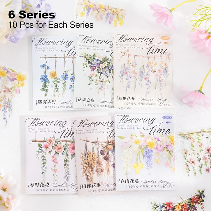 Hanging Floral PET Stickers Set, Journaling, DIY Crafts, and Art Supplies - Image 2