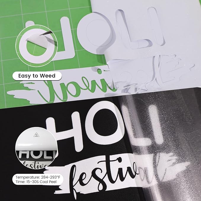 White Glitter HTV Heat Transfer Vinyl, Glitter Iron on Vinyl Roll 10" x 8ft | - Image 3