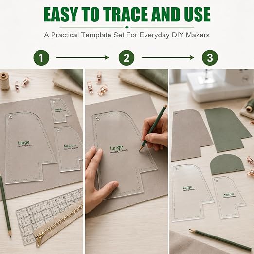 Set of 3 Purse Bag Pattern Template, 3 Versatile Sizes Clear Handbag Stencils - Image 6