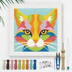 DOODLREAM Colored Cat Head DIY Punch Needle Embroidery Kit by Doodlream