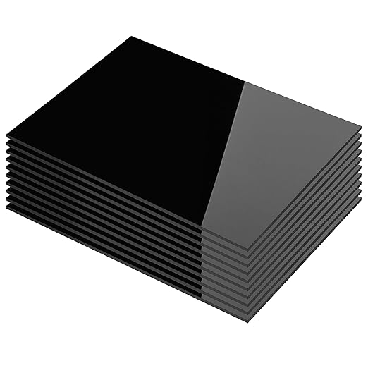 KAITELA Pack of 10 Black Acrylic Sheet 4" x 6" Cast Plexiglass Panel 1/8" Thick by KAITELA