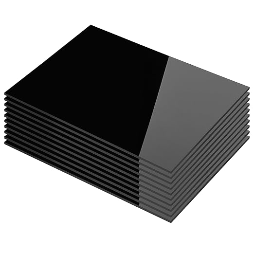 KAITELA Pack of 10 Black Acrylic Sheet 8" x 12" Cast Plexiglass Panel 1/8" by KAITELA